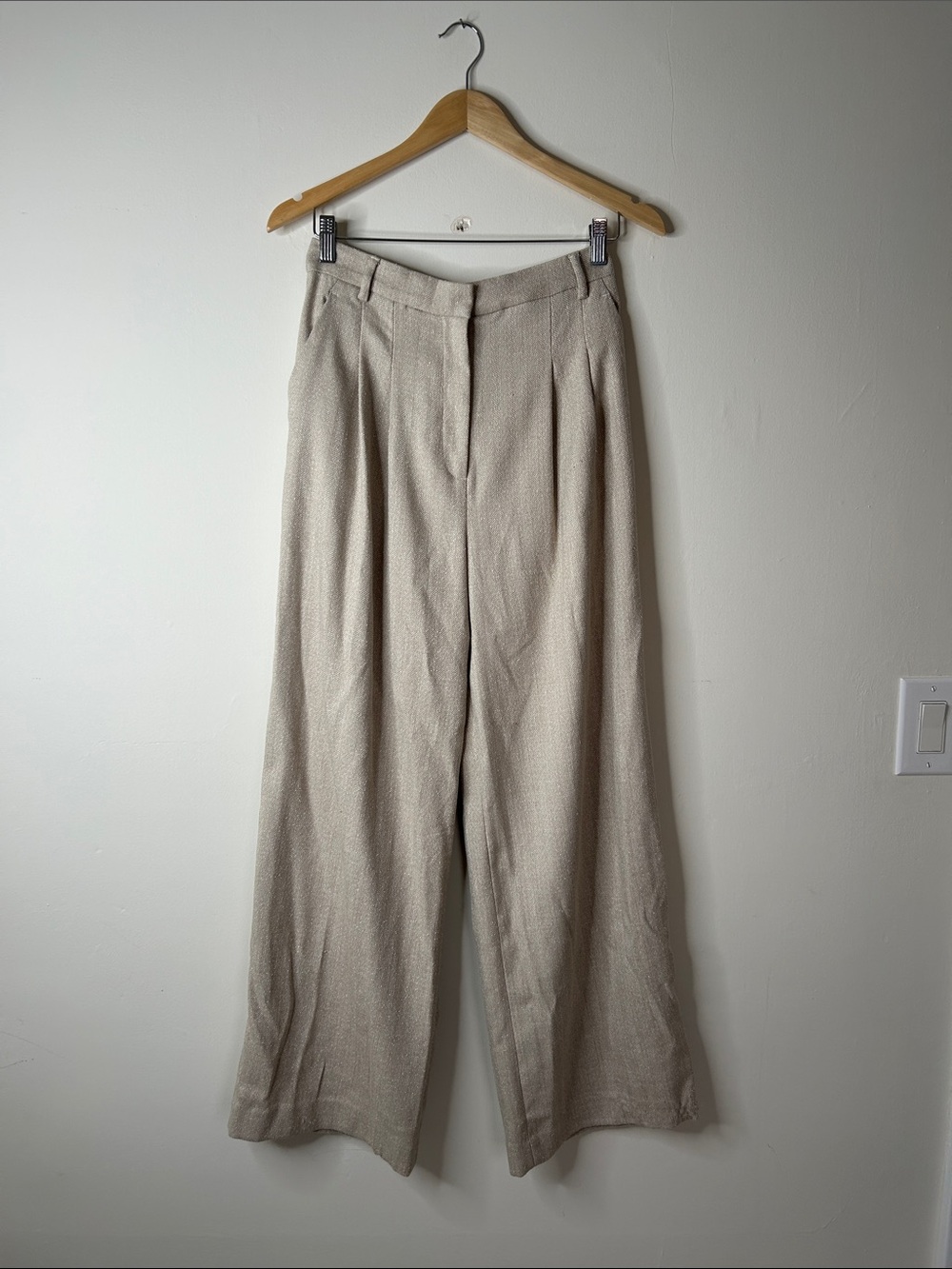 H&M Beige Wide-Leg Trousers